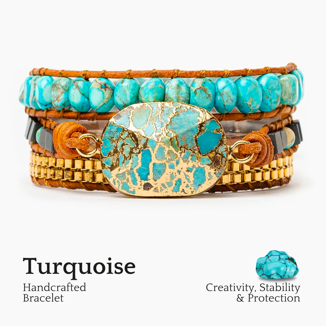 Pulseira Envolvente de Energia Calmante Turquesa