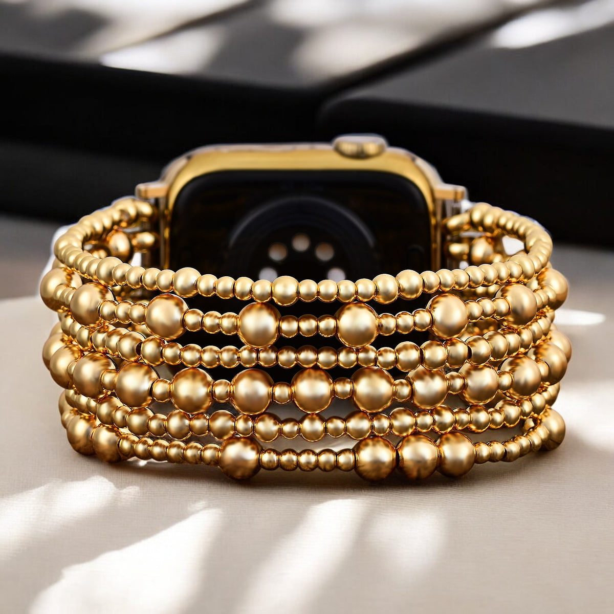 Pulseira Dourada Discreta Esticável para Apple Watch