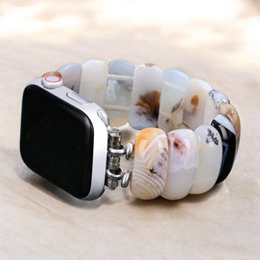 Pulseira Elástica de Ágata Duna Marfim para Apple Watch