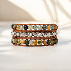 Pulseira Artesanal Envolvente de Ágata Indiana