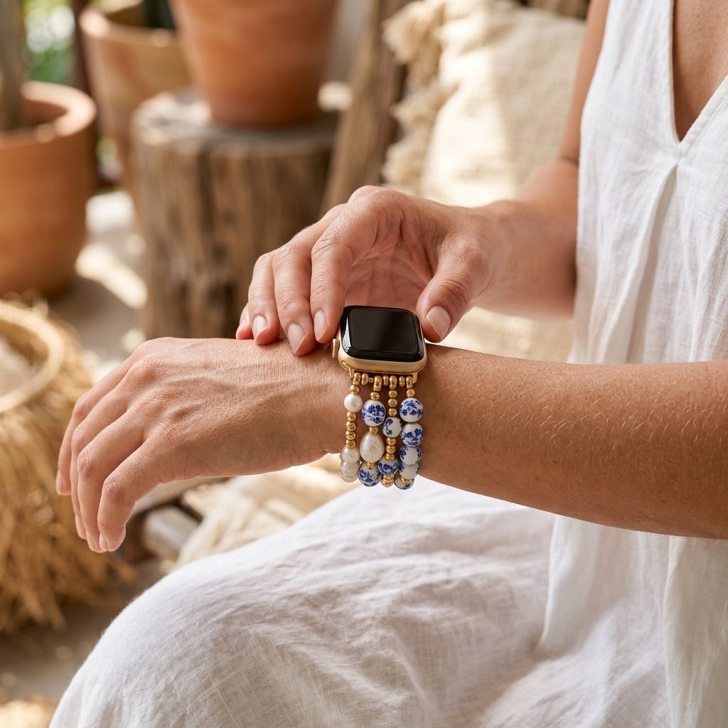 Pulseira para Apple Watch Porcelain Garden Florescer de Safira