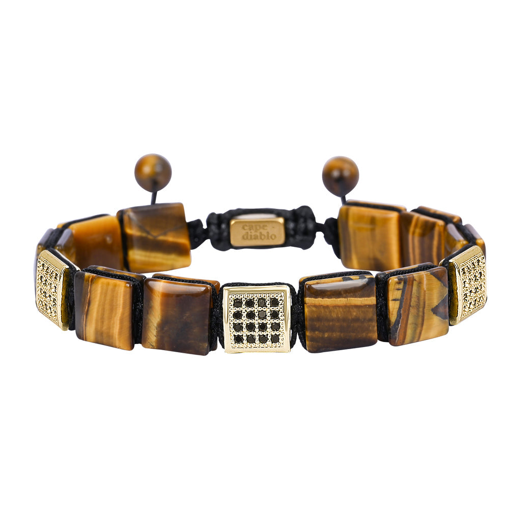 Pulseira masculina de Olho de Tigre Amarelo