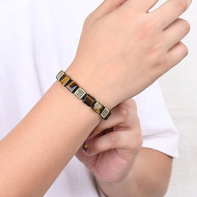 Pulseira masculina de Olho de Tigre Amarelo