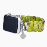 Pulseira Elástica de Jaspe Tibetano Verde Limão para Apple Watch