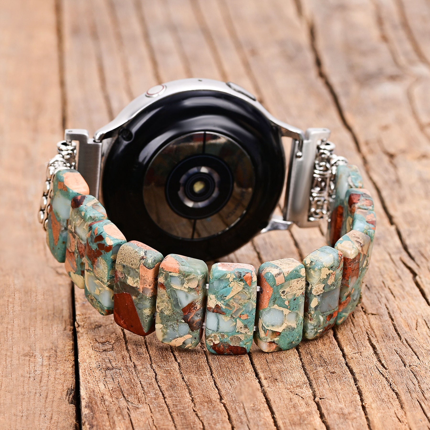 Pulseira Elástica de Jaspe Tibetano da Terra para Apple Watch