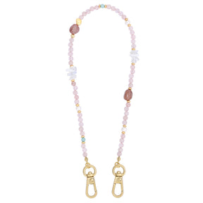 Corrente para Celular com Pingente de Quartzo Rosa