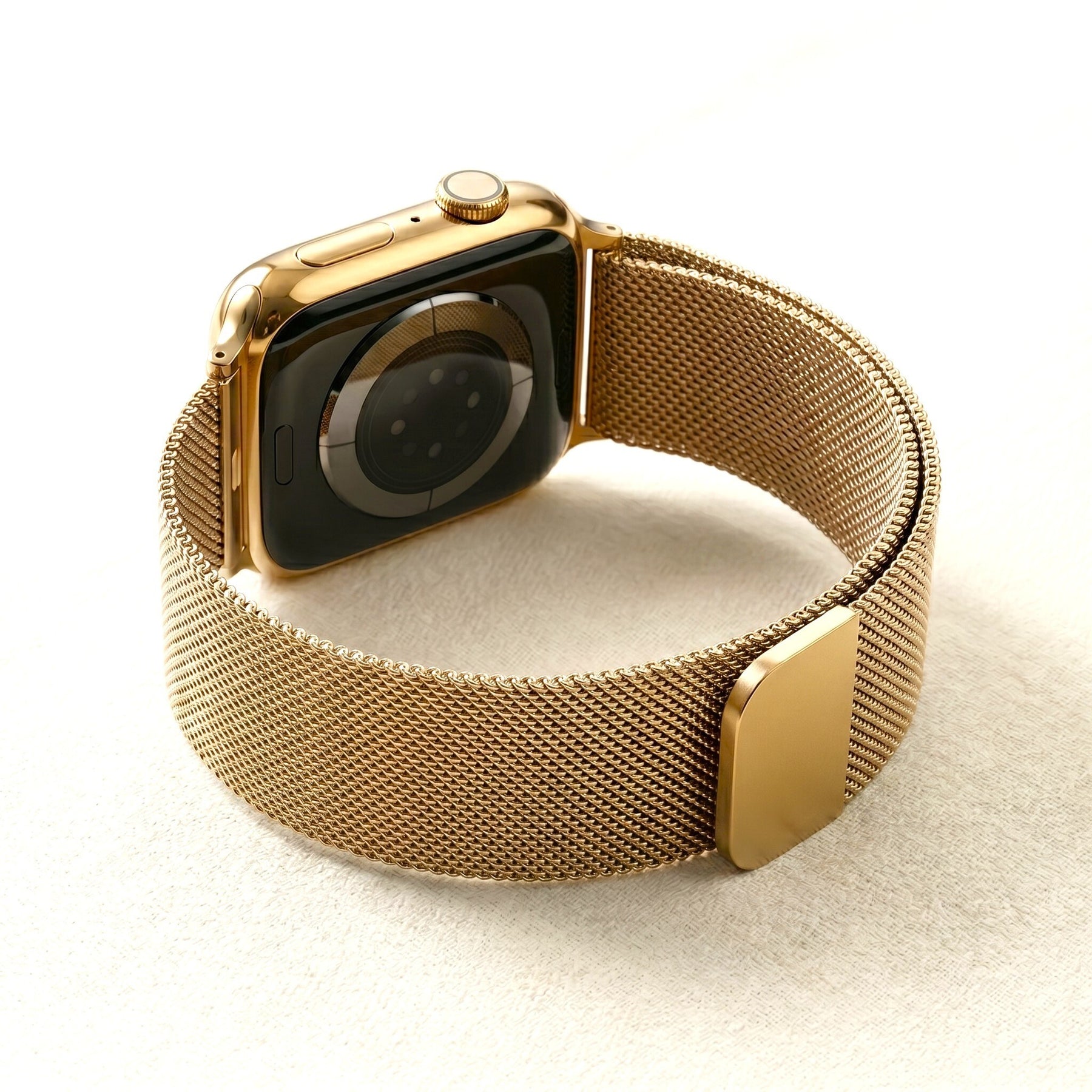 Pulseira de Luxo Elástica em Aço Dourado para Apple Watch
