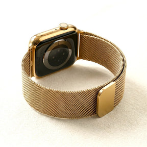 Pulseira de Luxo Elástica em Aço Dourado para Apple Watch