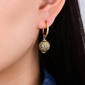 Brincos de Argola com Orbe de Manchas Meadow Mist
