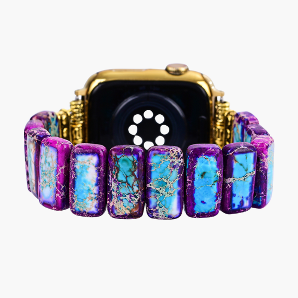 Pulseira Elástica Majestosa de Jaspe Tibetano para Apple Watch