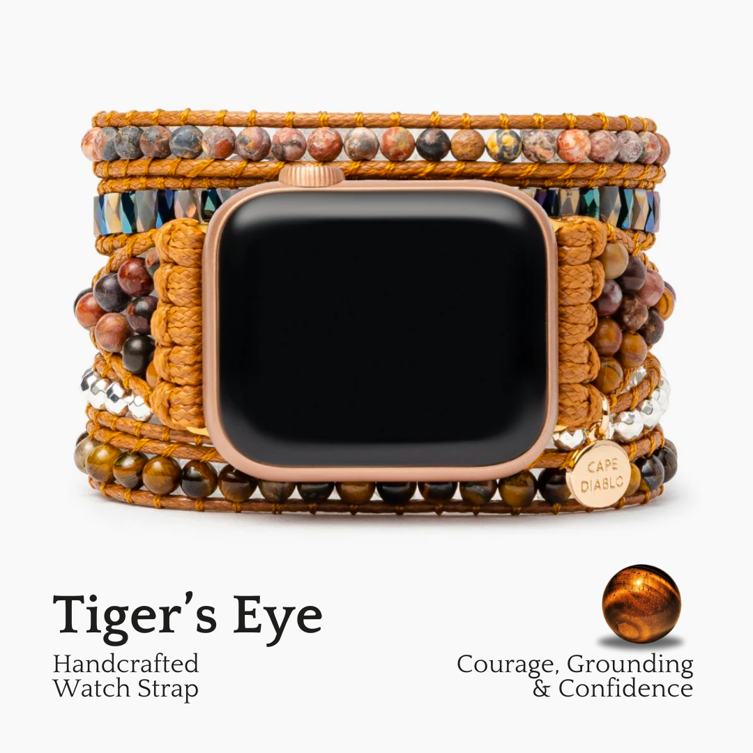 Pulseira de relógio de maçã real olho de tigre
