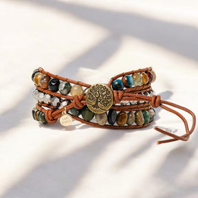 Pulseira Artesanal Envolvente de Ágata Indiana