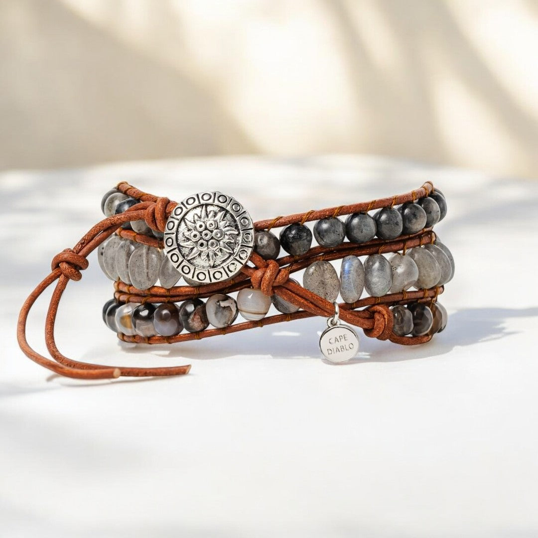 Pulseira Artesanal de Labradorita Envolvente