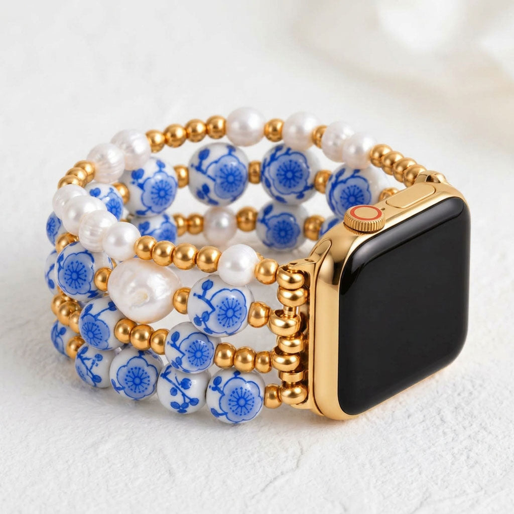 Pulseira para Apple Watch Porcelain Garden Flor Azul