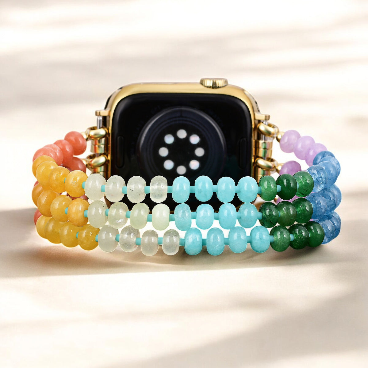 Pulseira Rainbow Glow Stone Stretch para Apple Watch