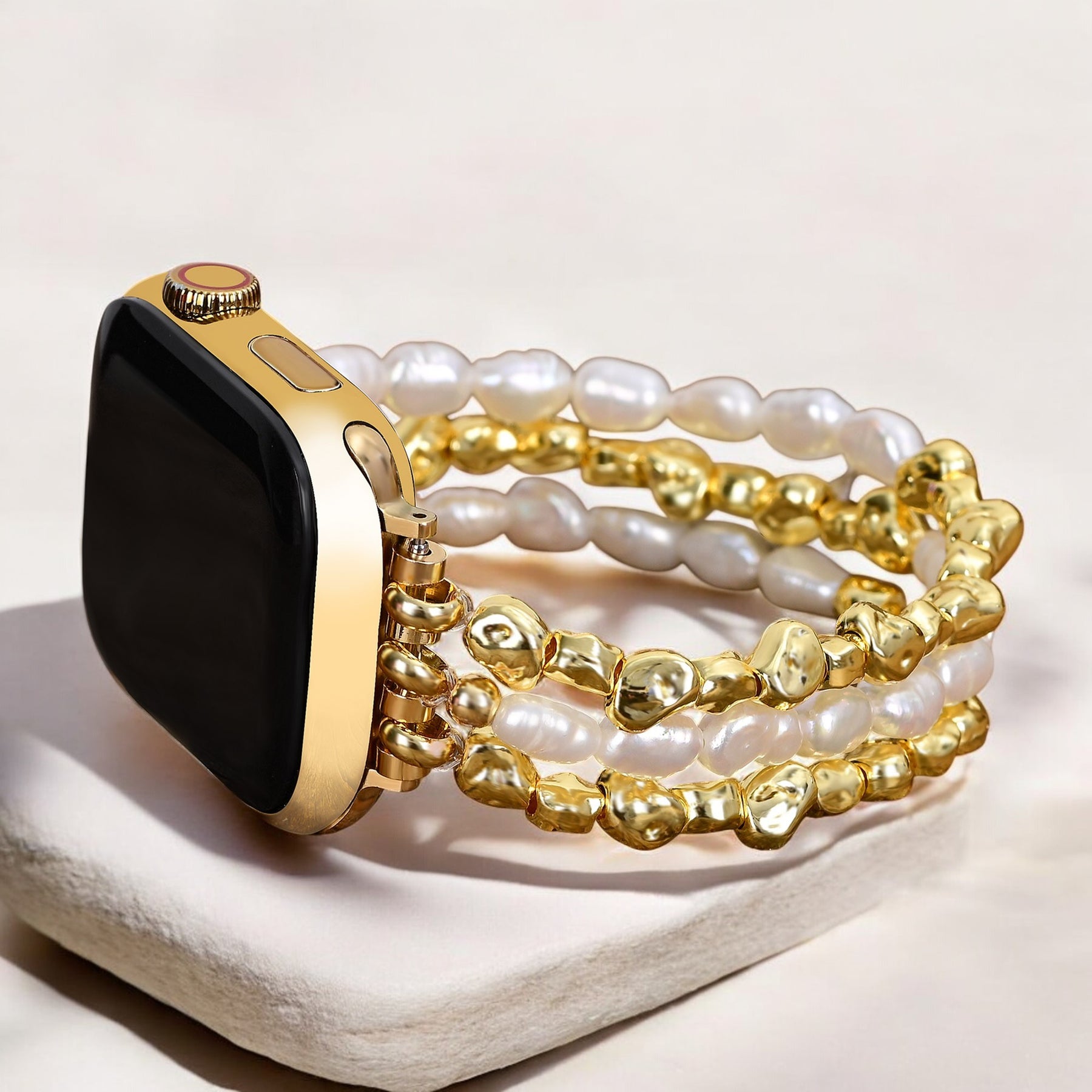 Pulseira Elástica Golden Pearl para Apple Watch