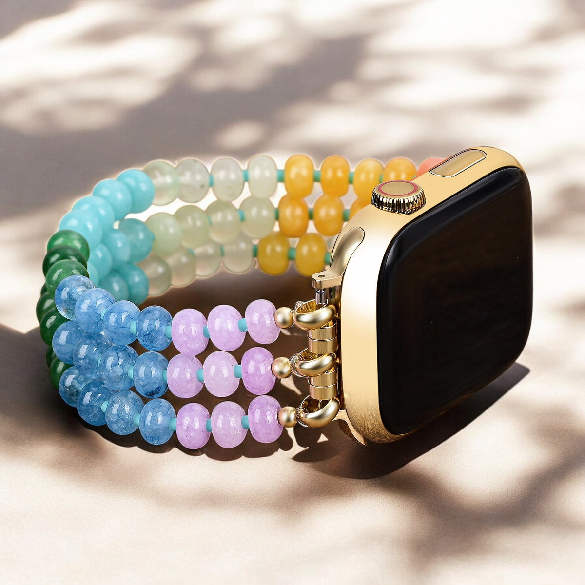 Pulseira Rainbow Glow Stone Stretch para Apple Watch