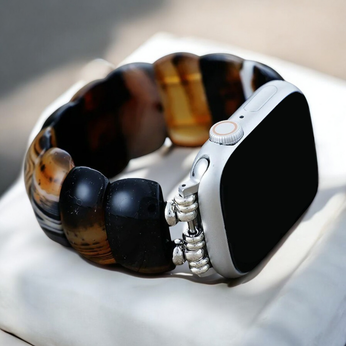 Pulseira Elástica Elegância Ônix Boêmio para Apple Watch