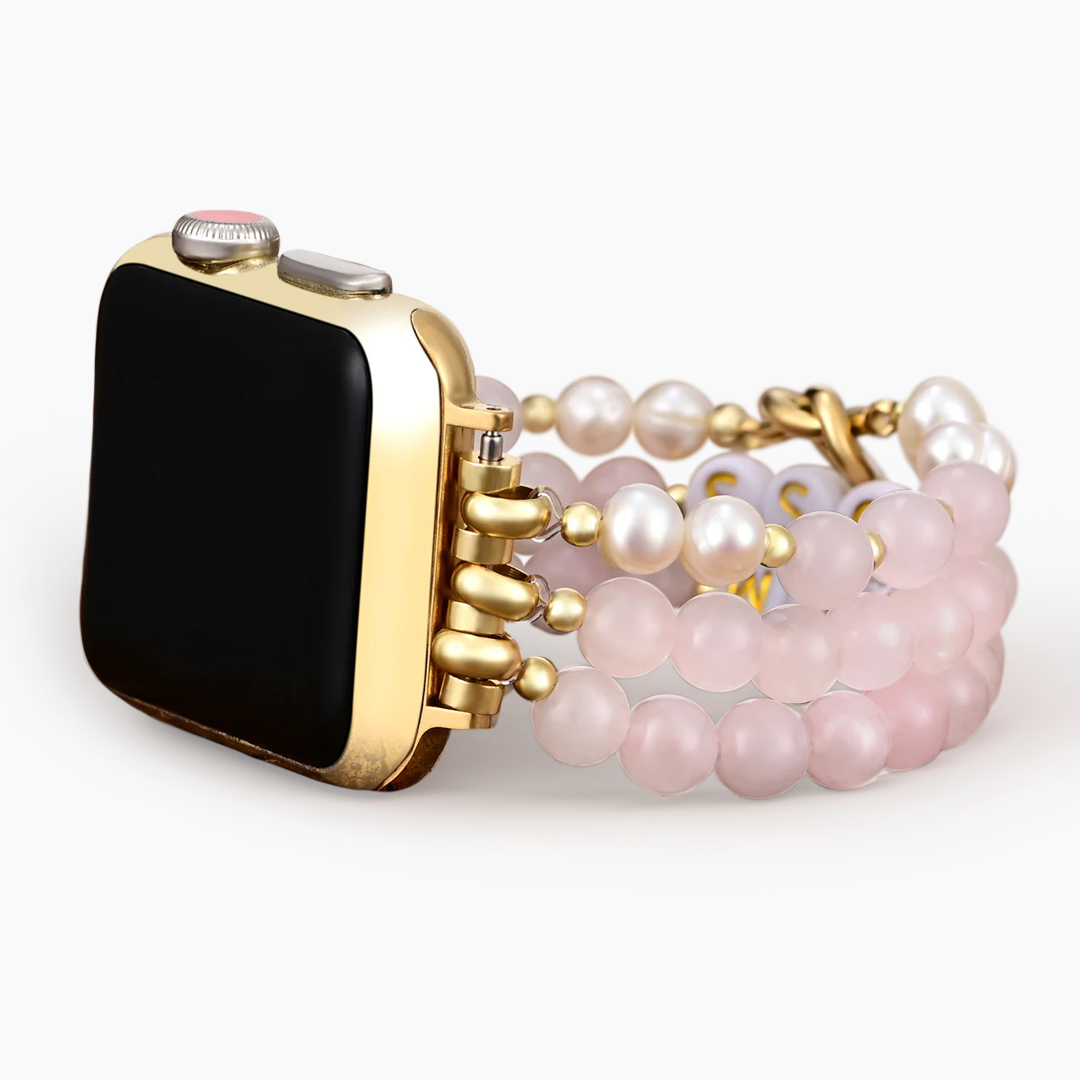 Pulseira Boss Mom Quartzo Rosa Stretch para Apple Watch