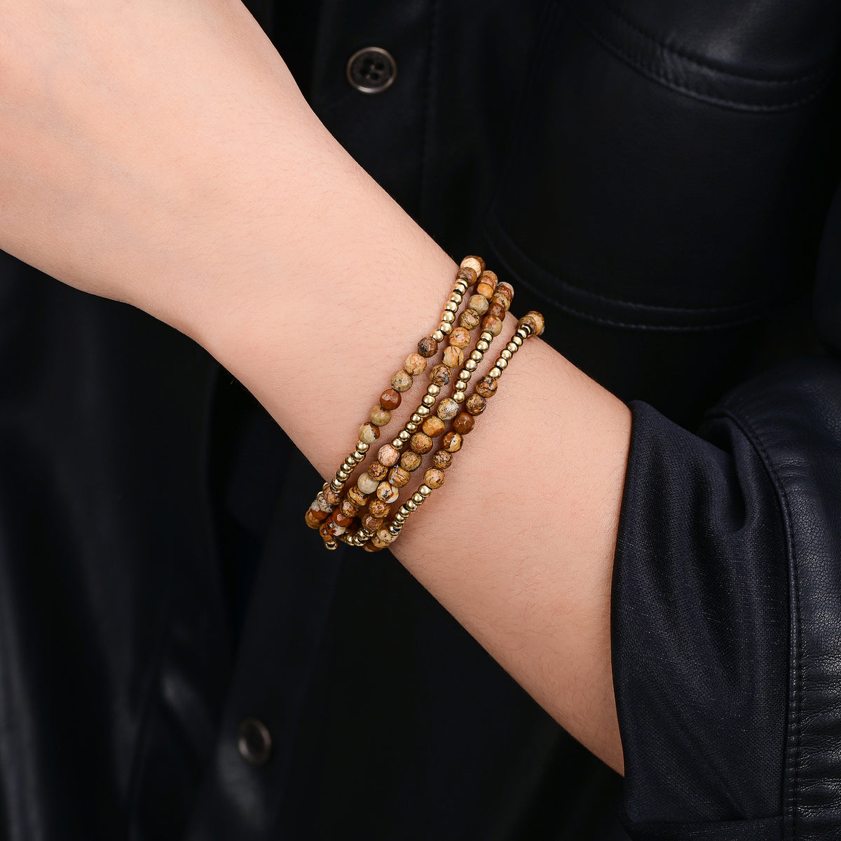 Conjunto de Pulseiras de Jaspe Golden Earth