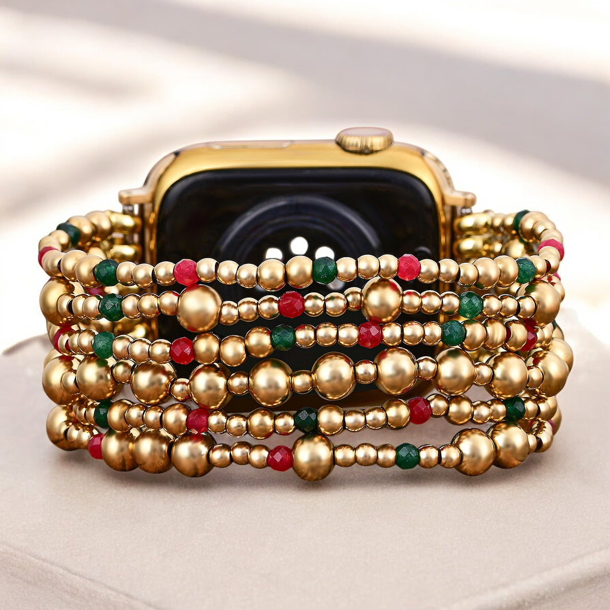 Pulseira mágica dourada para Apple Watch de Natal