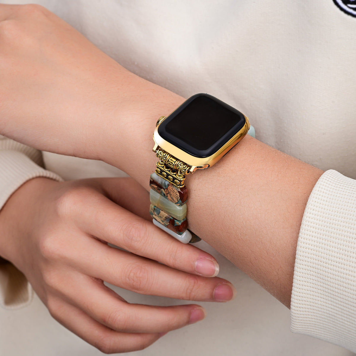 Pulseira elástica de amazonita da Terra para Apple Watch