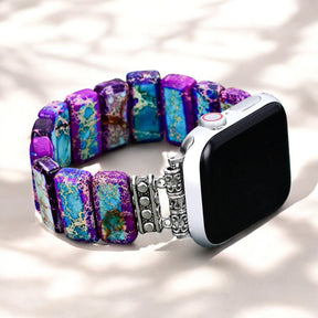 Pulseira Elástica Majestosa de Jaspe Tibetano para Apple Watch
