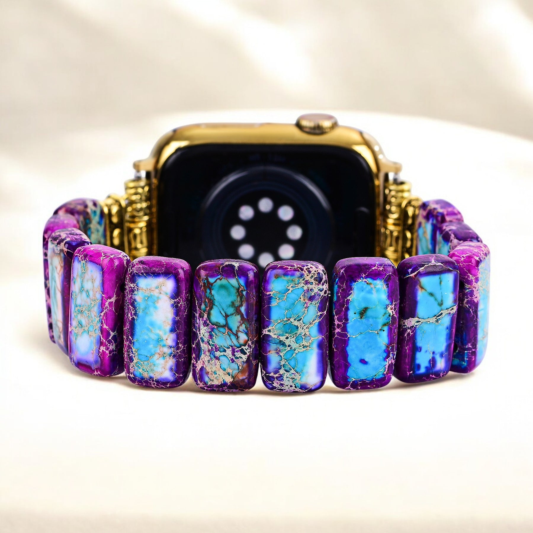 Pulseira Elástica Majestosa de Jaspe Tibetano para Apple Watch
