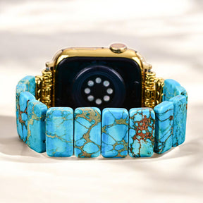 Pulseira elástica de jaspe tibetano turquesa para Apple Watch