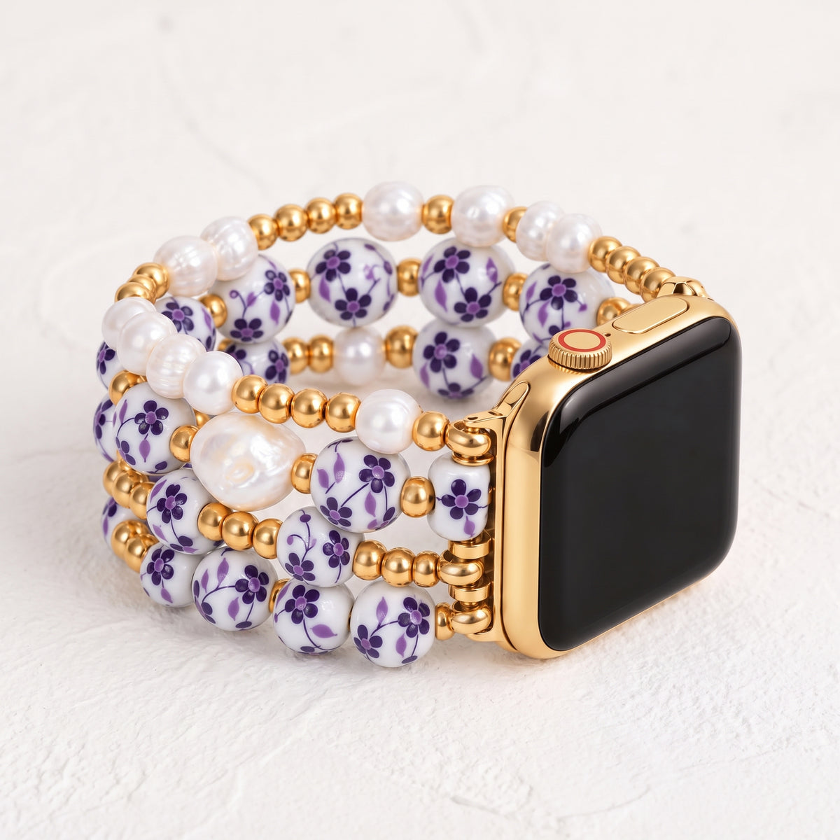 Pulseira para Apple Watch Porcelain Garden Florescer Violeta