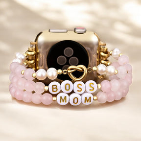 Pulseira Elástica Boss Mom Rose Quartz para Apple Watch