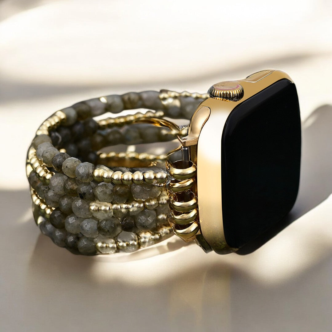 Pulseira elástica dourada e perolada Apple Watch