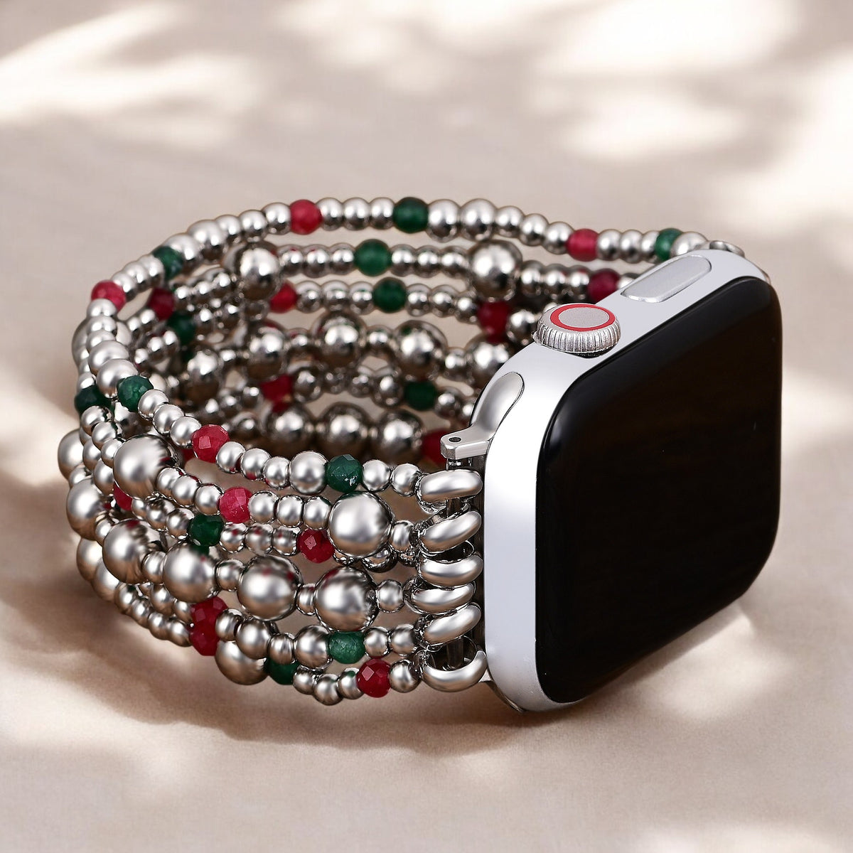 Pulseira Elástica Mágica Prata de Natal para Apple Watch