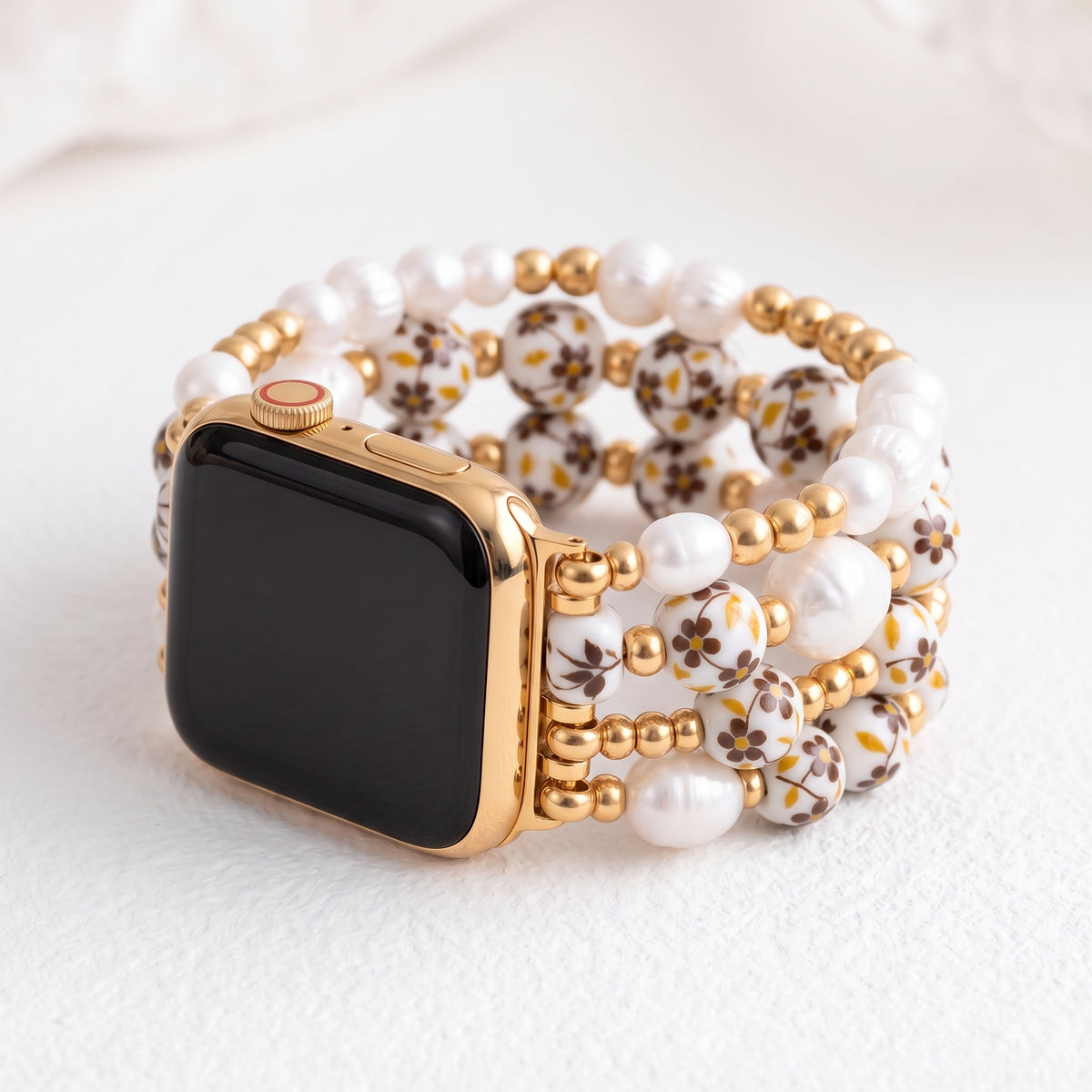 Pulseira para Apple Watch Porcelain Garden Prado Dourado