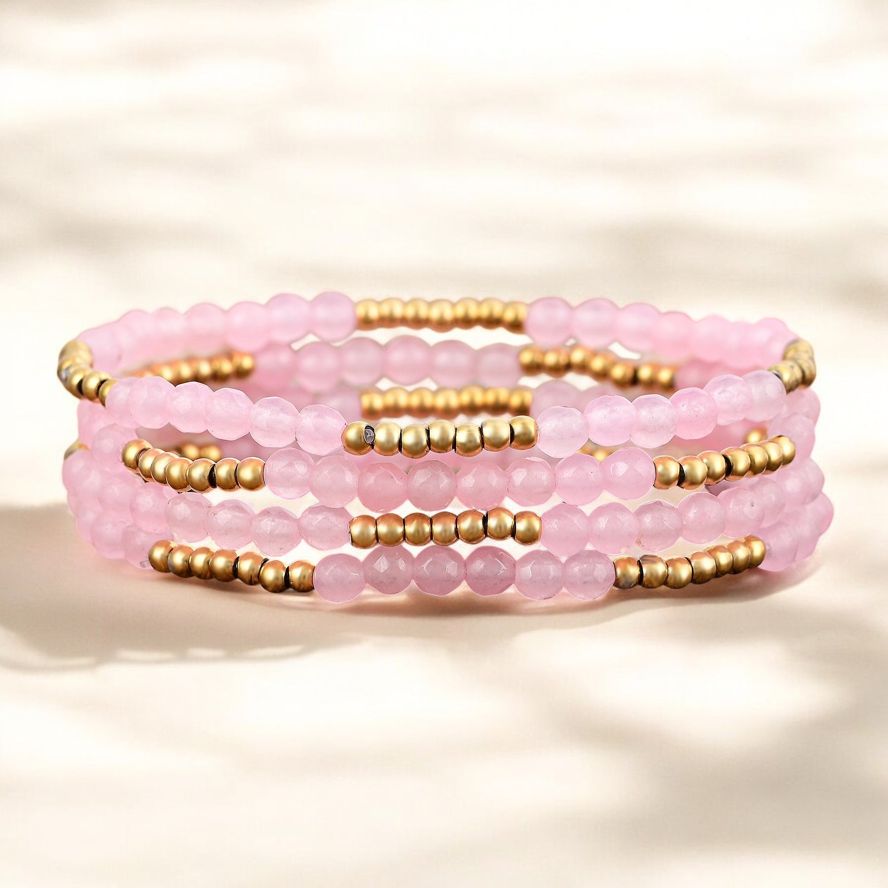 Conjunto de Pulseiras Radiância Quartzo Rosa