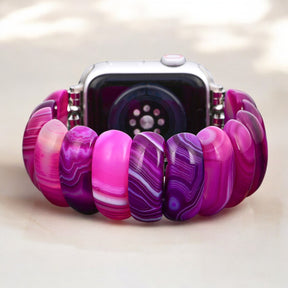 Pulseira Elástica de Ágata Orquídea Radiante para Apple Watch