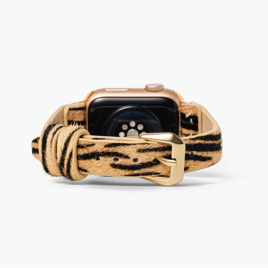 Pulseira elegante de couro com listras para Apple Watch