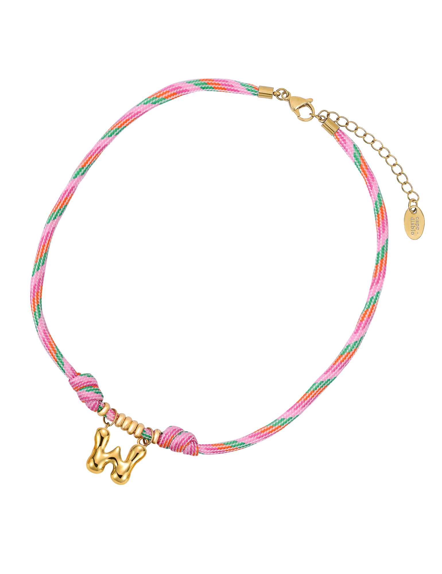 Colar de Corda com Letra Bolha Dourada