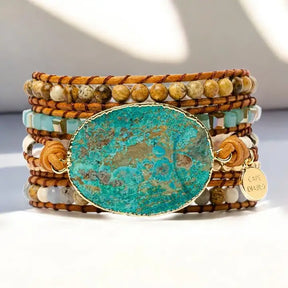 Pulseira Pedra Jaspe Terra Azul
