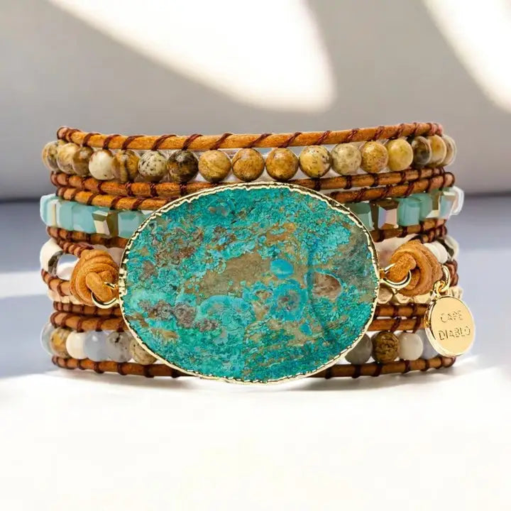 Pulseira Pedra Jaspe Terra Azul