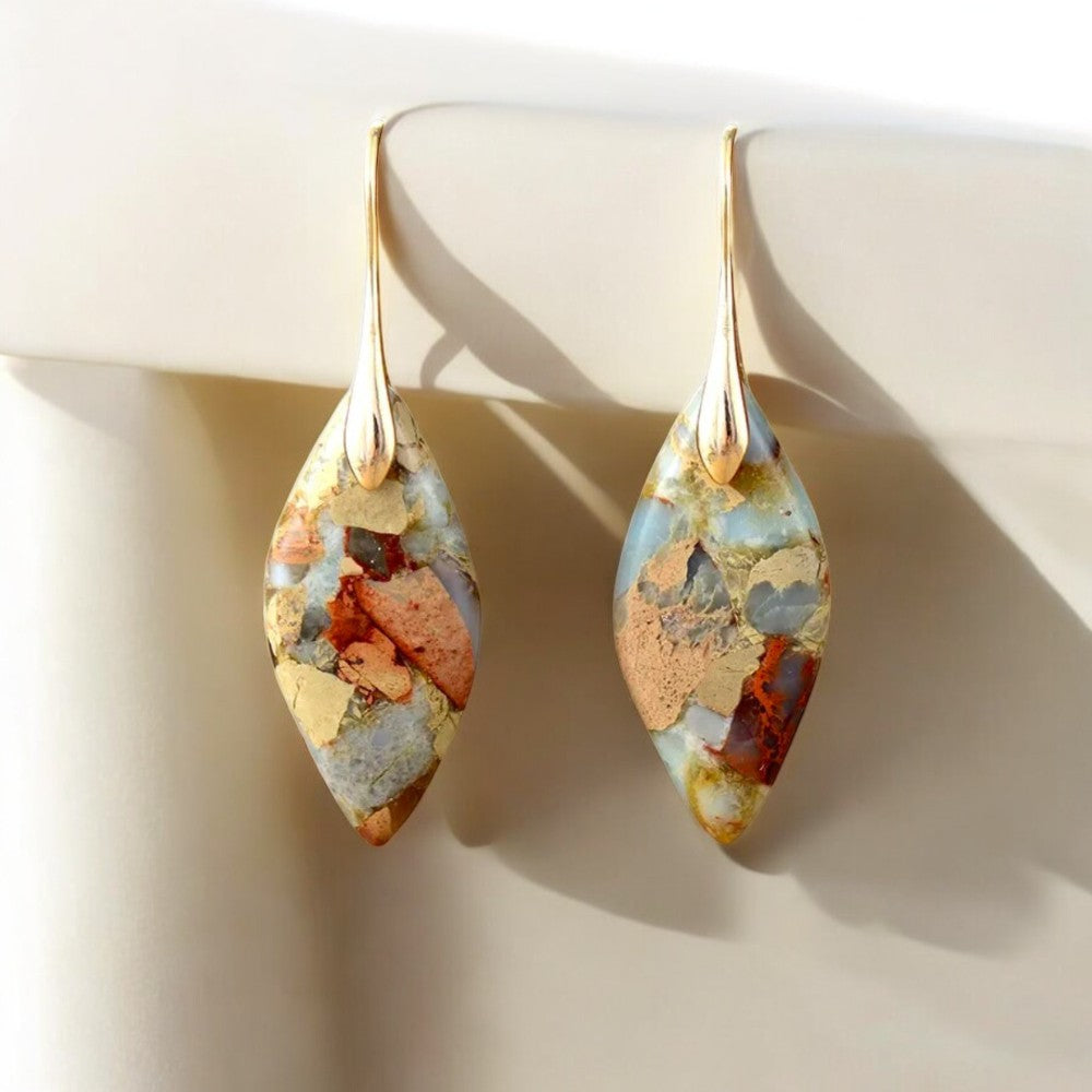 Brincos Terra Hues Leaves Jasper