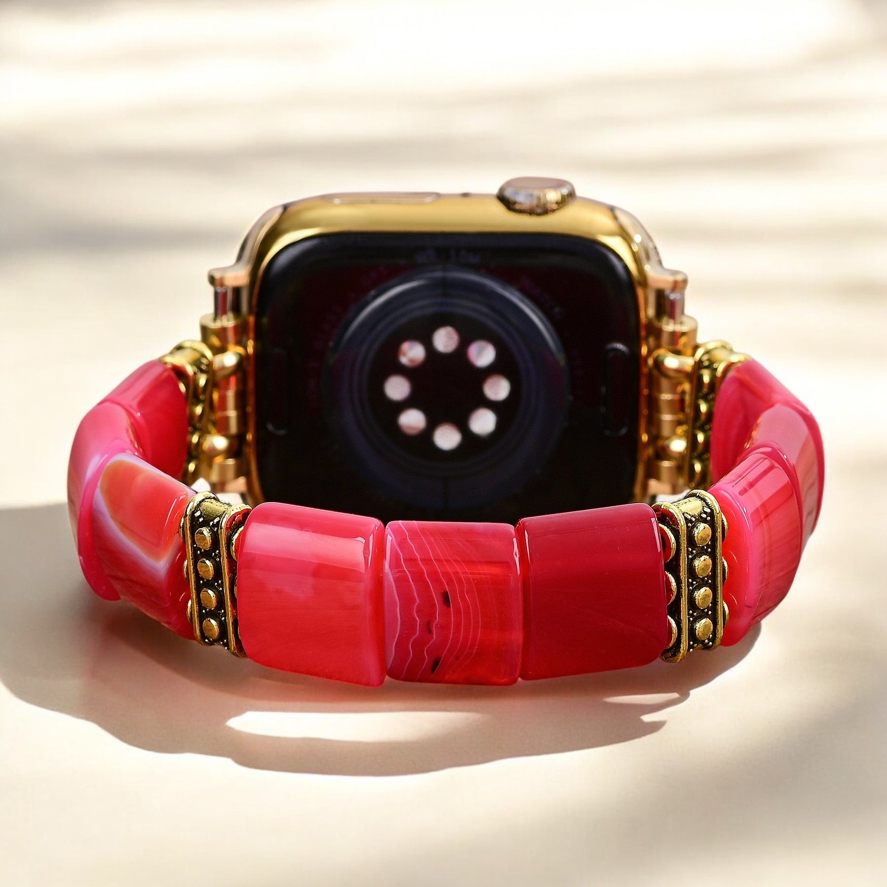 Pulseira Elástica de Ágata Ruby Essence para Apple Watch