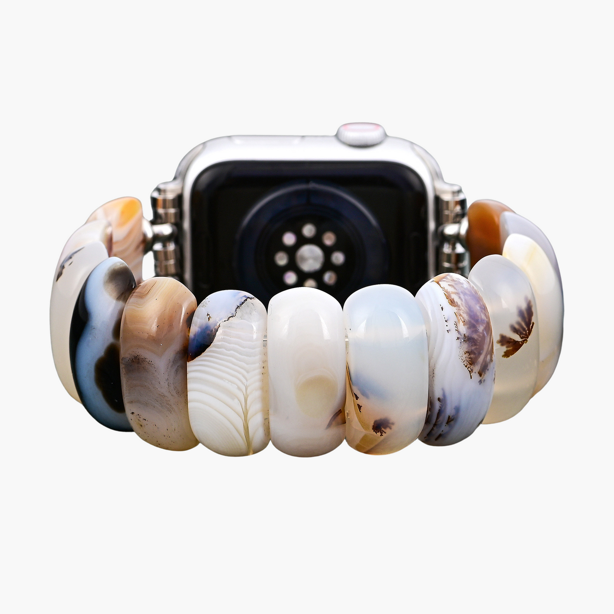 Pulseira Elástica de Ágata Duna Marfim para Apple Watch