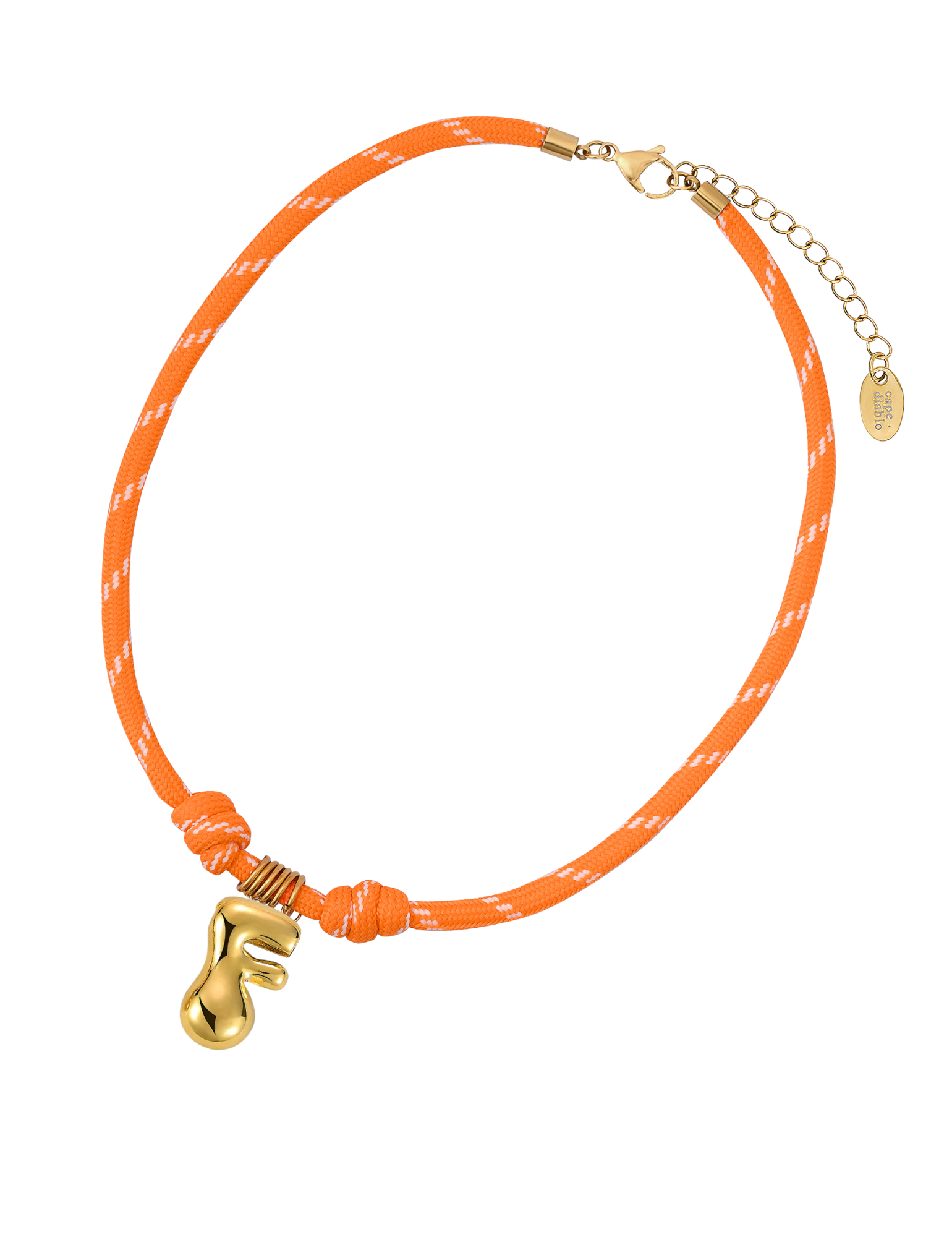 Colar de Corda com Letra Bolha Dourada