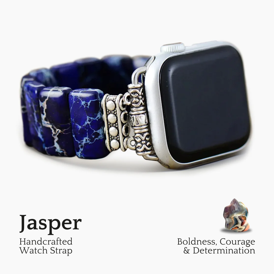 Pulseira para Apple Watch em jaspe tibetano azul marinho escuro