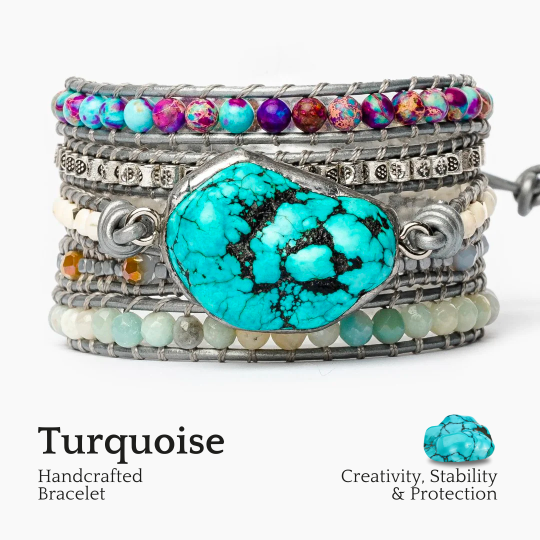 Pulseira Envoltório de Proteção com Turquesa Curativa