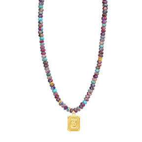 Colar de Letra com Jaspe Imperial Azul