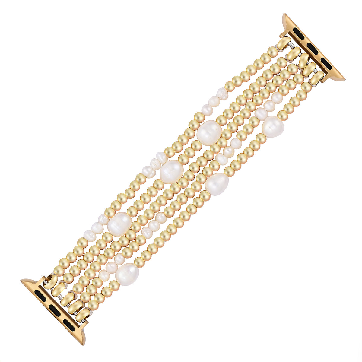 Pulseira Elástica Dourada e Pérola para Apple Watch