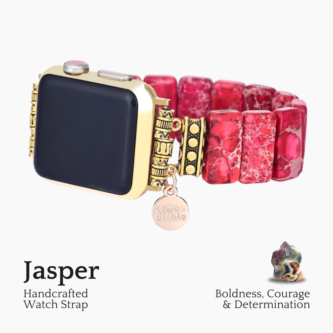 Pulseira Elástica de Jaspe Tibetano Escarlate para Apple Watch