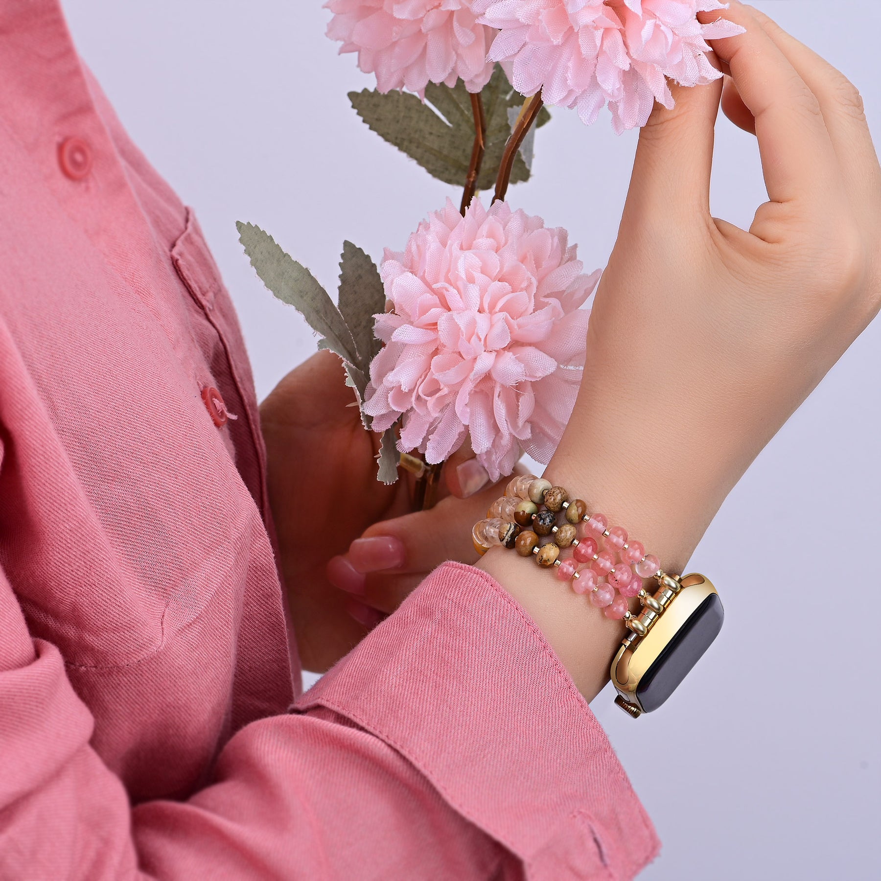 Pulseira Amber Bloom Stone Stretch Apple Watch